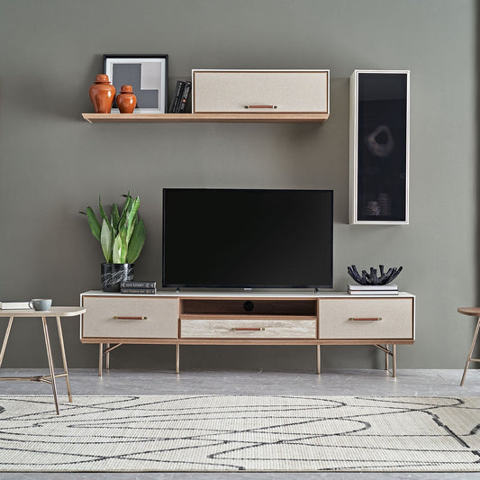 Module supérieur de meuble TV Brita avec couvercle en verre