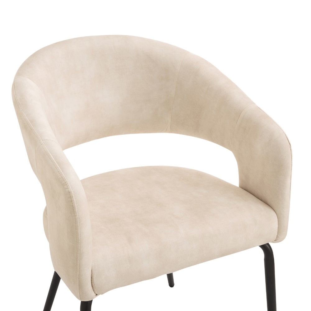 Chaise de salle à manger en velours crème Jasmine avec pieds noirs