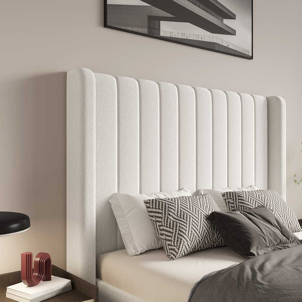 Lit coffre ottoman Maddison White Boucle