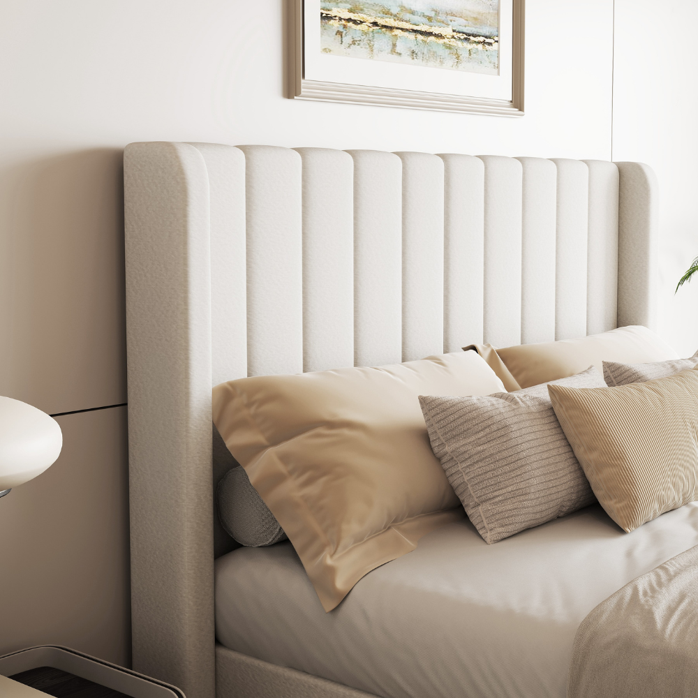 Lit coffre ottoman en velours crème Maddison