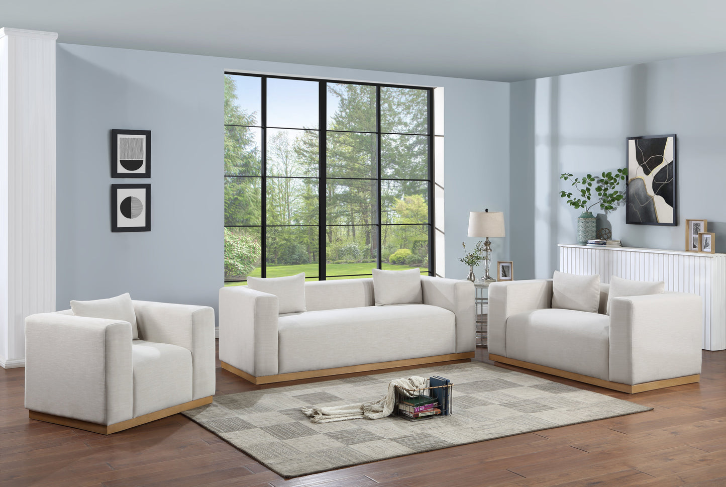 Canapé Alan en tissu beige 90 pouces
