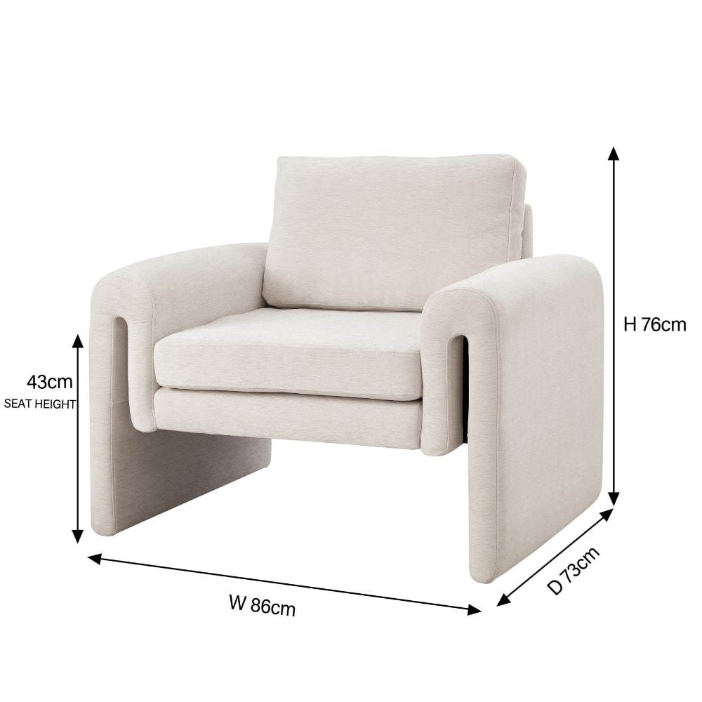 Fauteuil d'appoint Willow incurvé en chenille crème