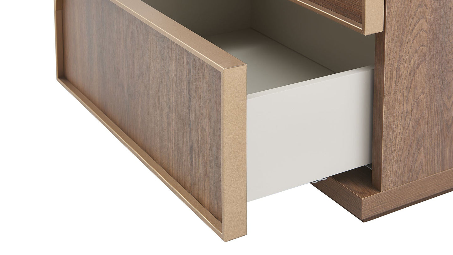Table de chevet dorée