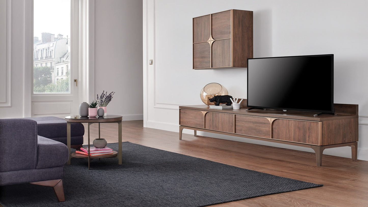 Module supérieur de meuble TV doré
