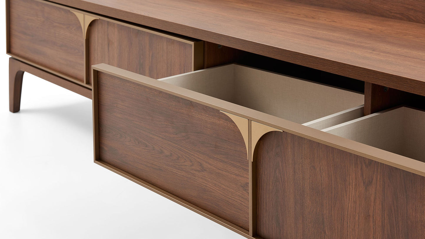 Module inférieur à pieds pour meuble TV doré