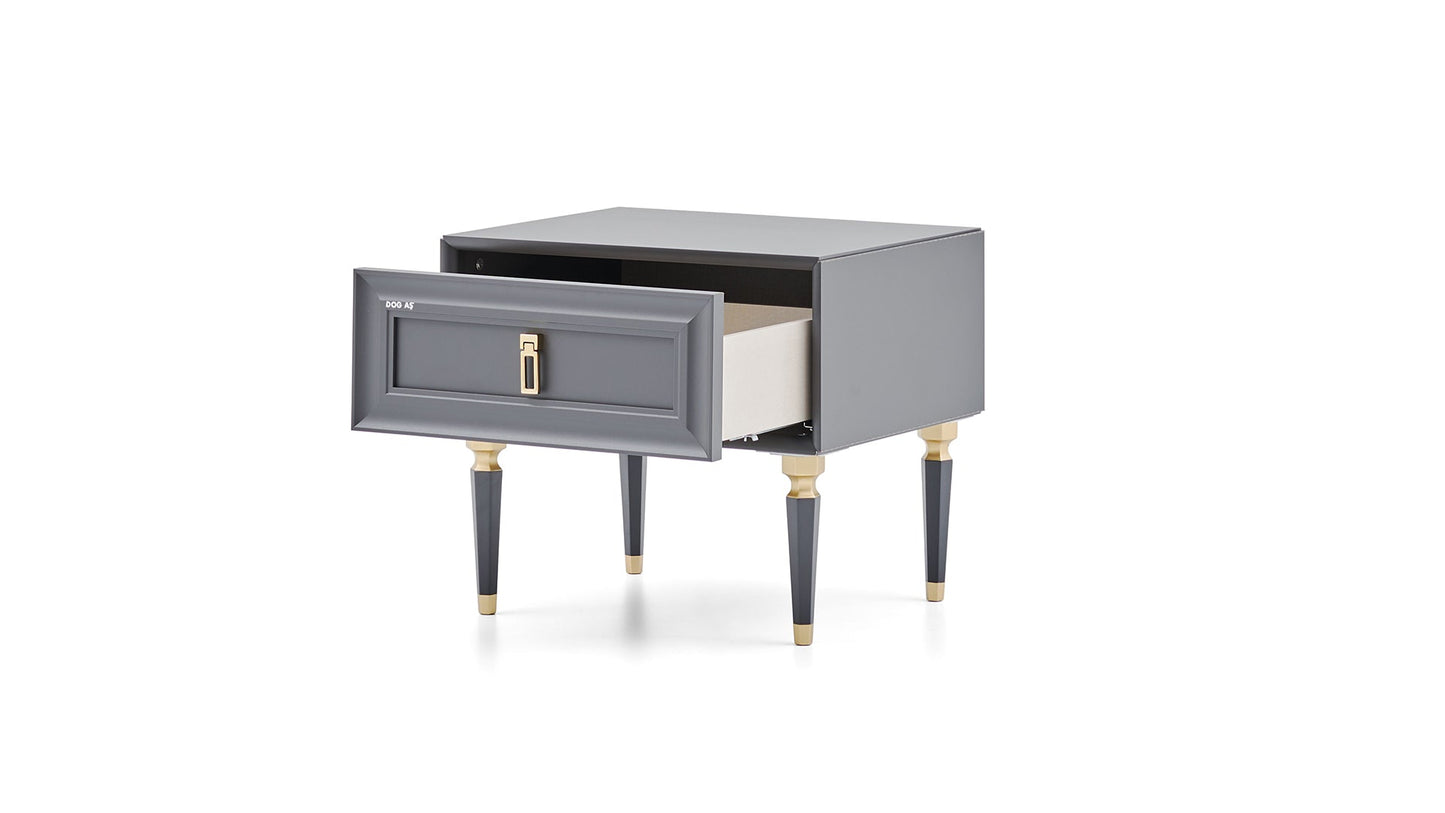 Table de chevet Lorenta avec pieds en bois