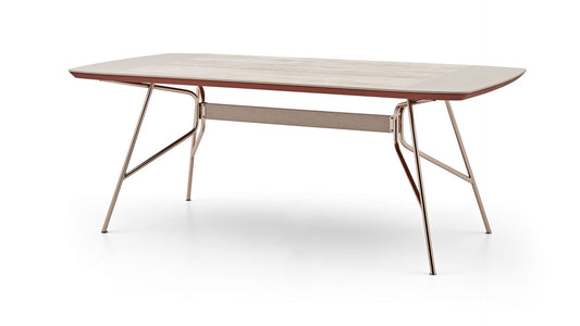 Table à manger fixe Brita avec pied en métal 100x200 cm