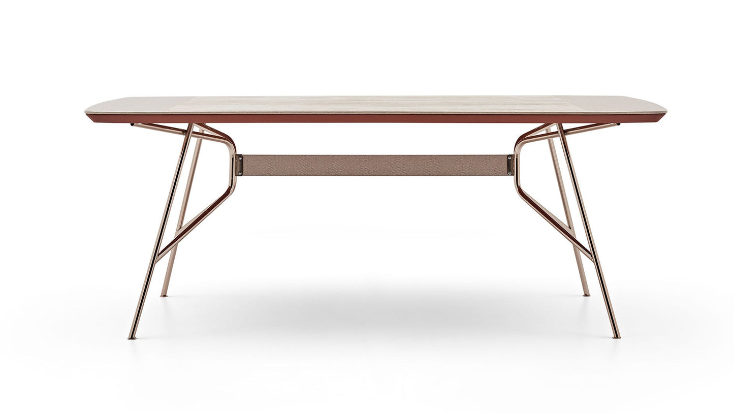 Table à manger fixe Brita avec pied en métal 100x200 cm