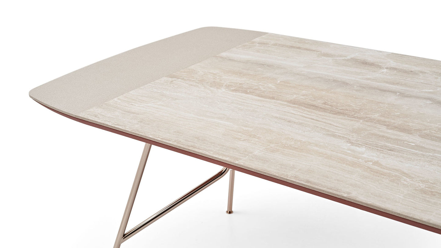 Table à manger fixe Brita avec pied en métal 100x200 cm
