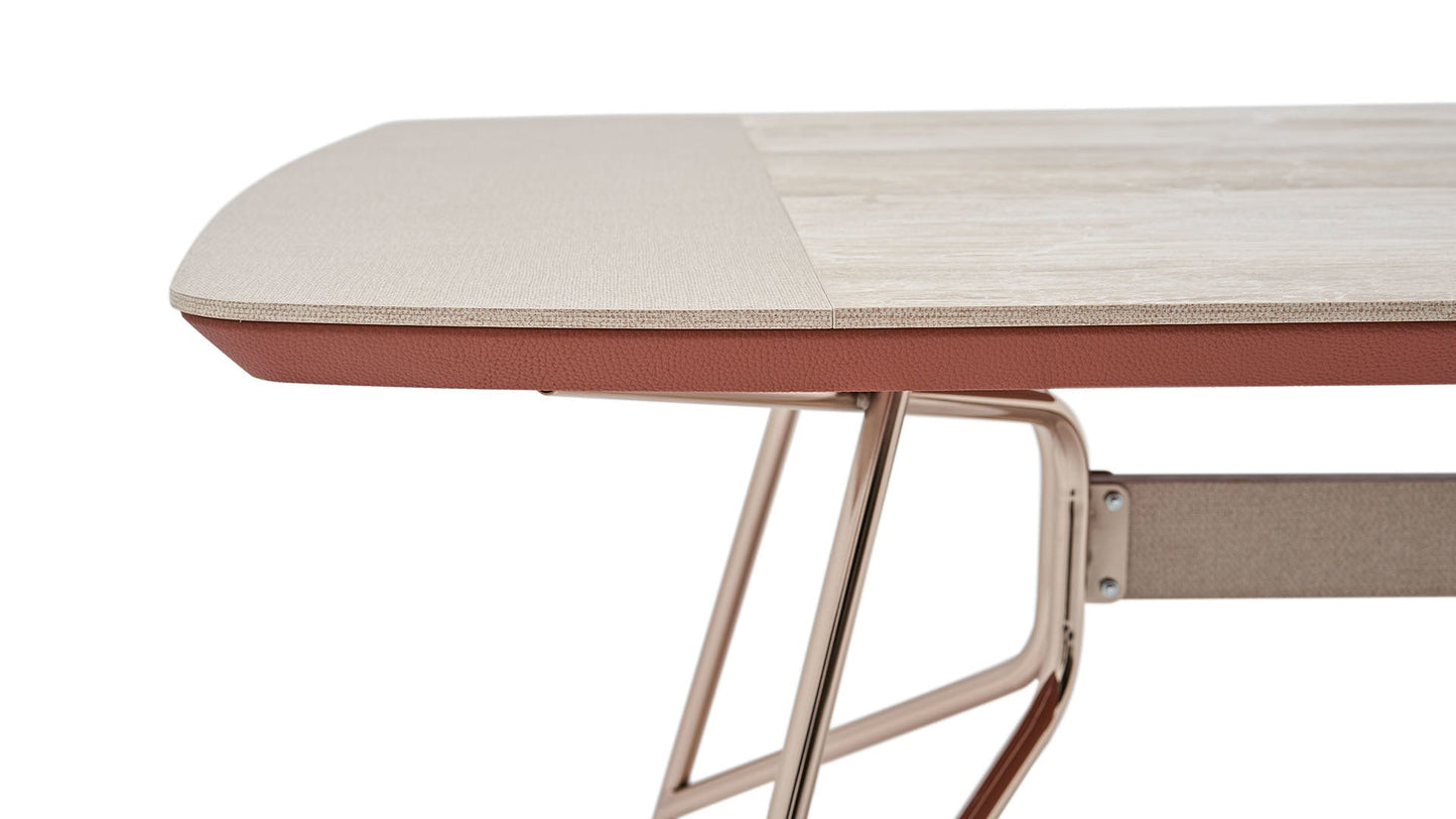 Table à manger fixe Brita avec pied en métal 100x200 cm
