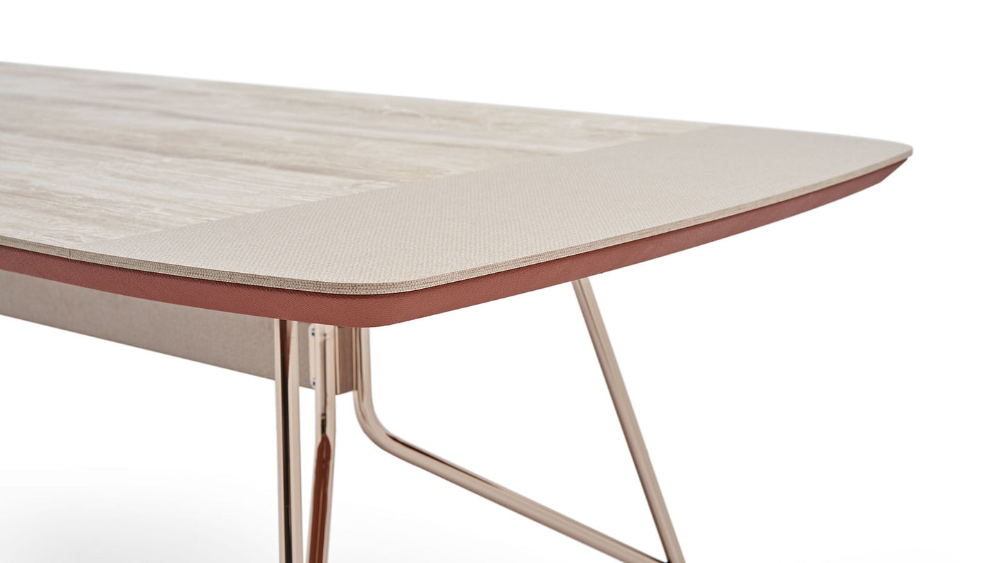 Table à manger fixe Brita avec pied en métal 100x200 cm