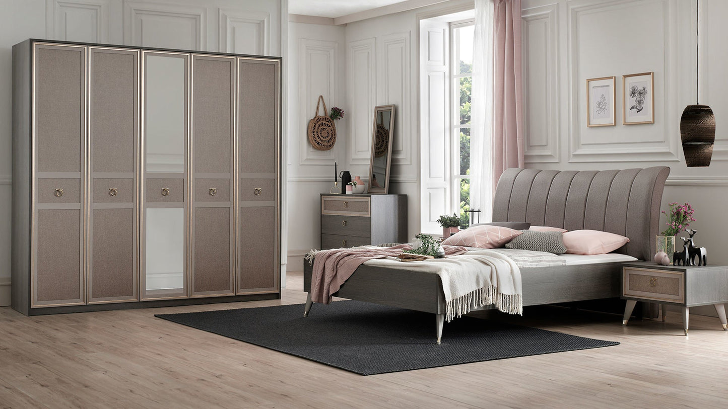 Armoire Hector 5 portes avec miroir