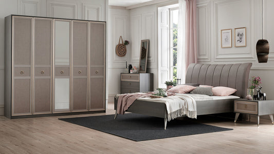 Armoire Hector 5 portes avec miroir