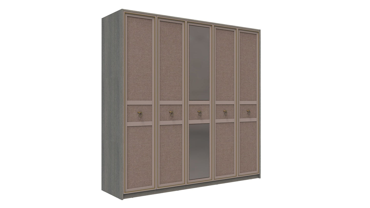 Armoire Hector 5 portes avec miroir