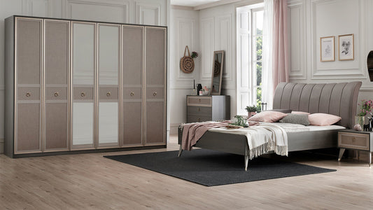 Armoire Hector 6 portes avec miroir