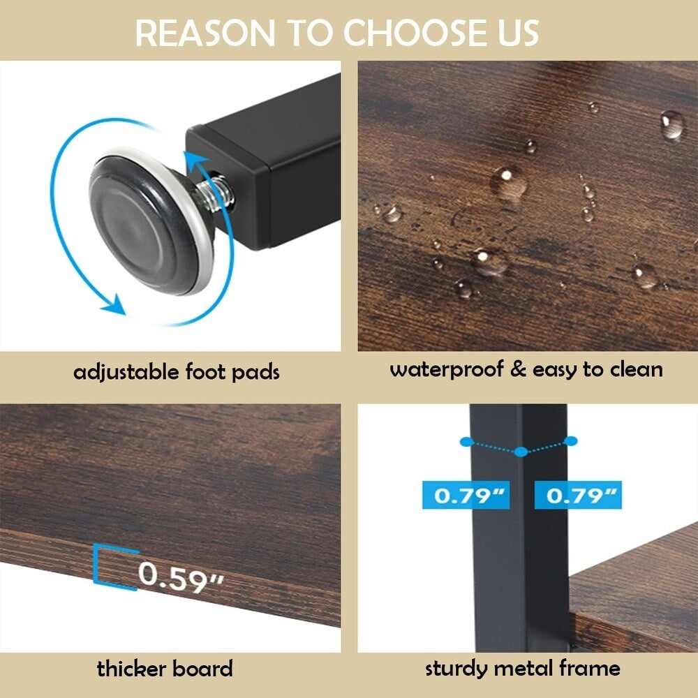 Bibliothèque industrielle à 6 niveaux en bois brun rustique, étagères ouvertes