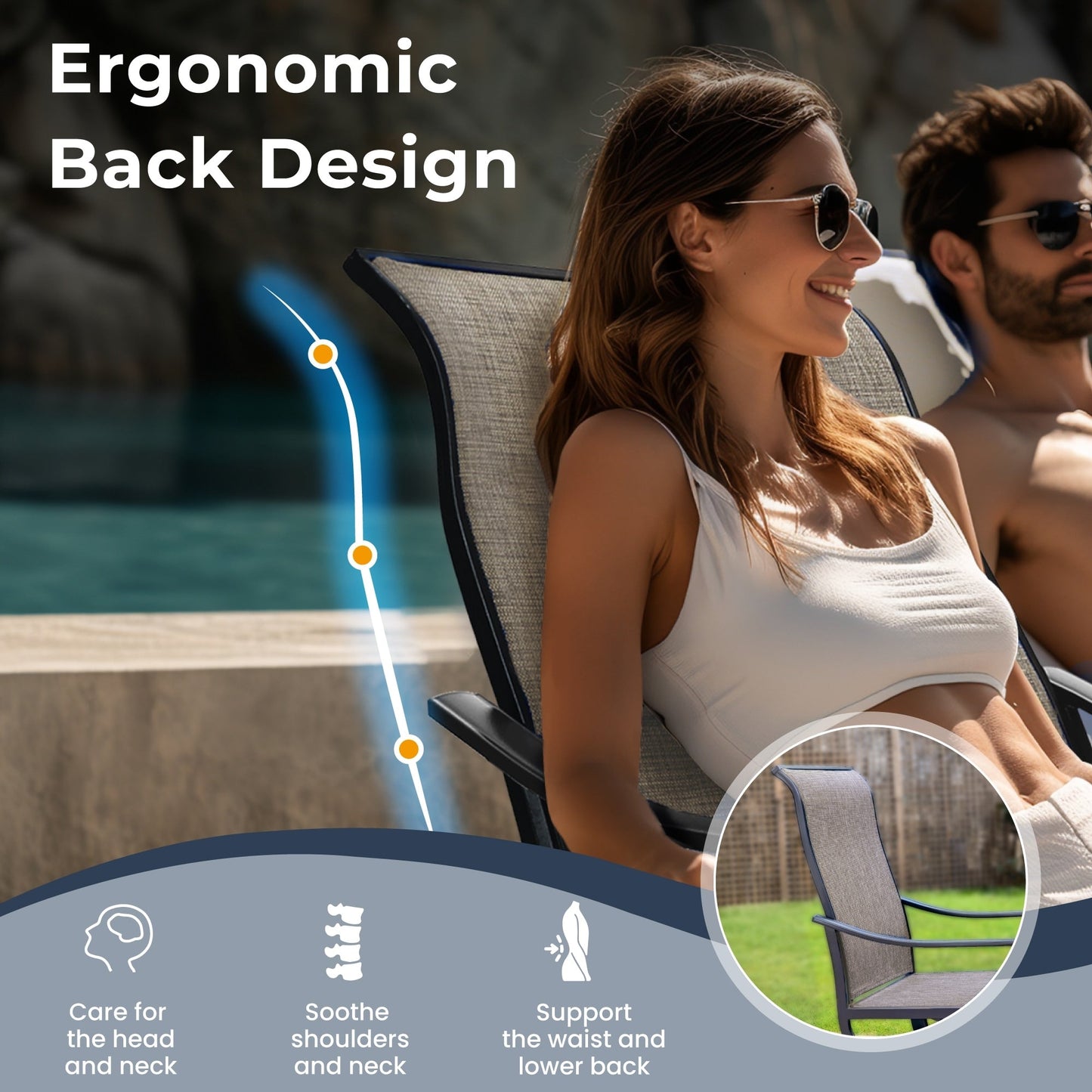 Ensemble de salle à manger de patio 8 pièces MAISON ARTS avec parasol de patio de 13 pieds