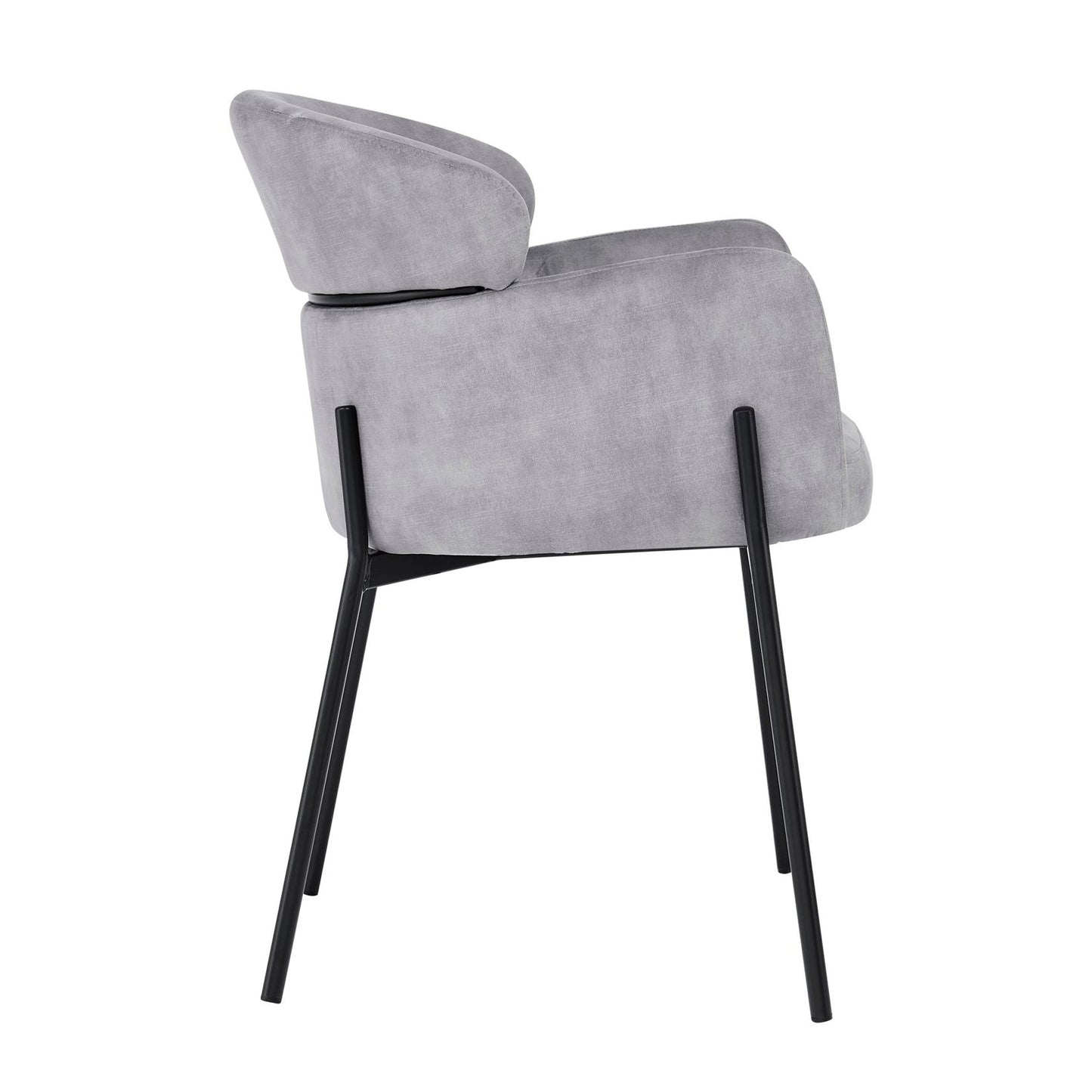 Chaise de salle à manger Liang en velours gris avec cadre noir