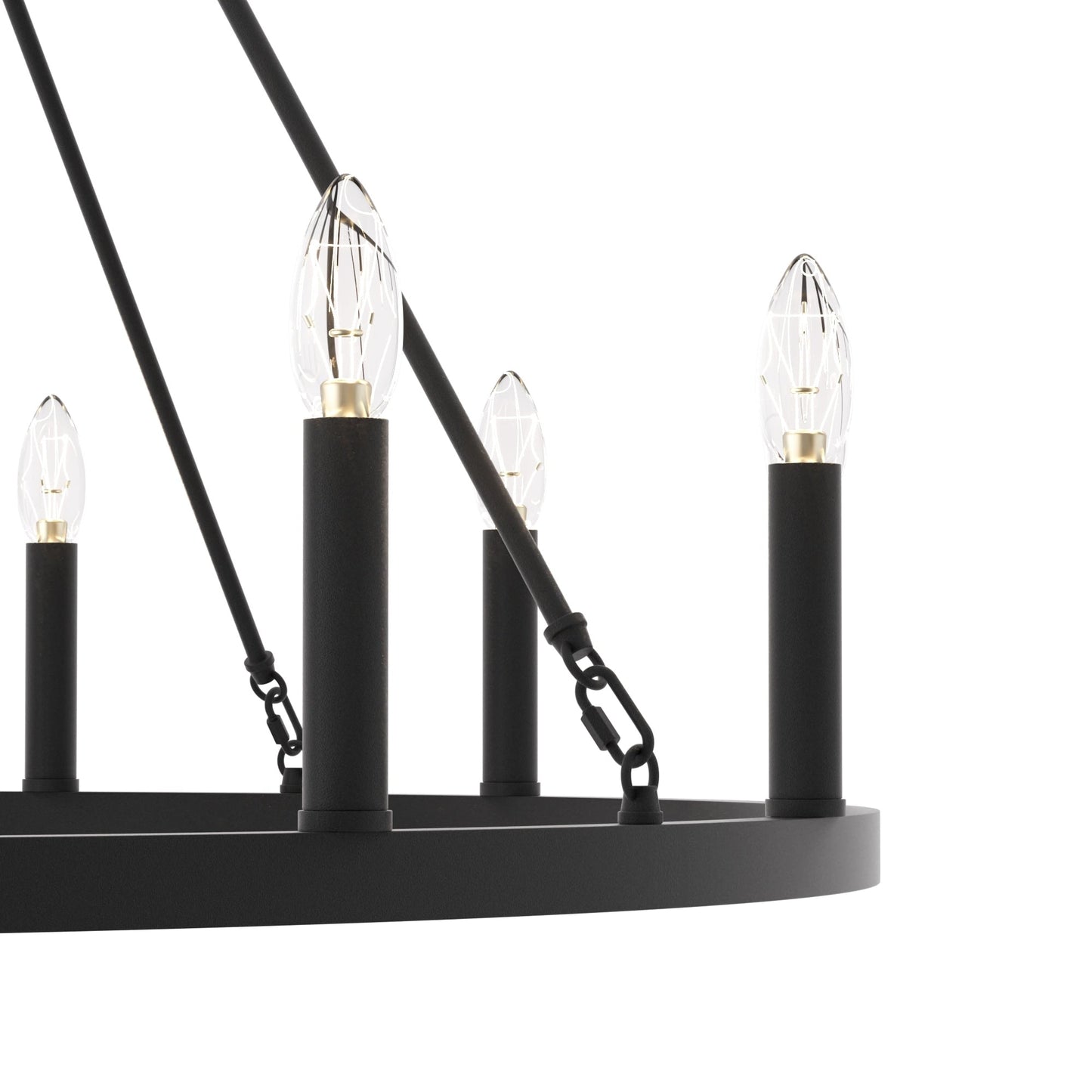 Lustre Acroma Farmhouse à 12 lumières, 40 po, en forme de roue de chariot, certifié UL - 40 po P x 138 po H