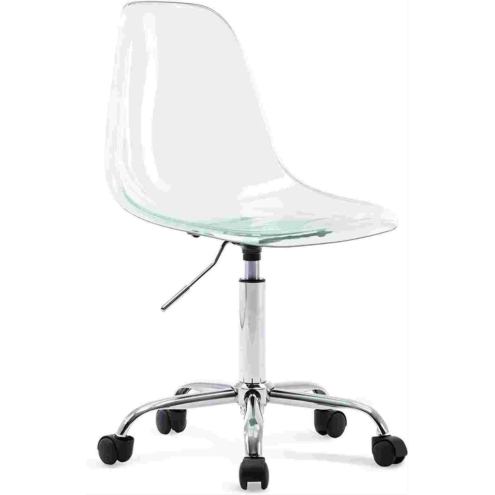 Chaise de bureau pivotante en acrylique à hauteur réglable sans accoudoirs