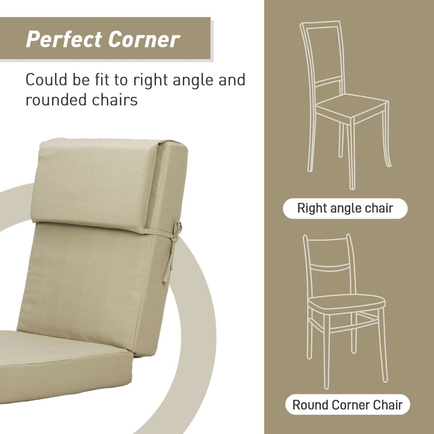 Lot de 4 coussins de chaise à dossier haut Aoodor Patio, 46 x 21 x 4 pouces (coussins uniquement)