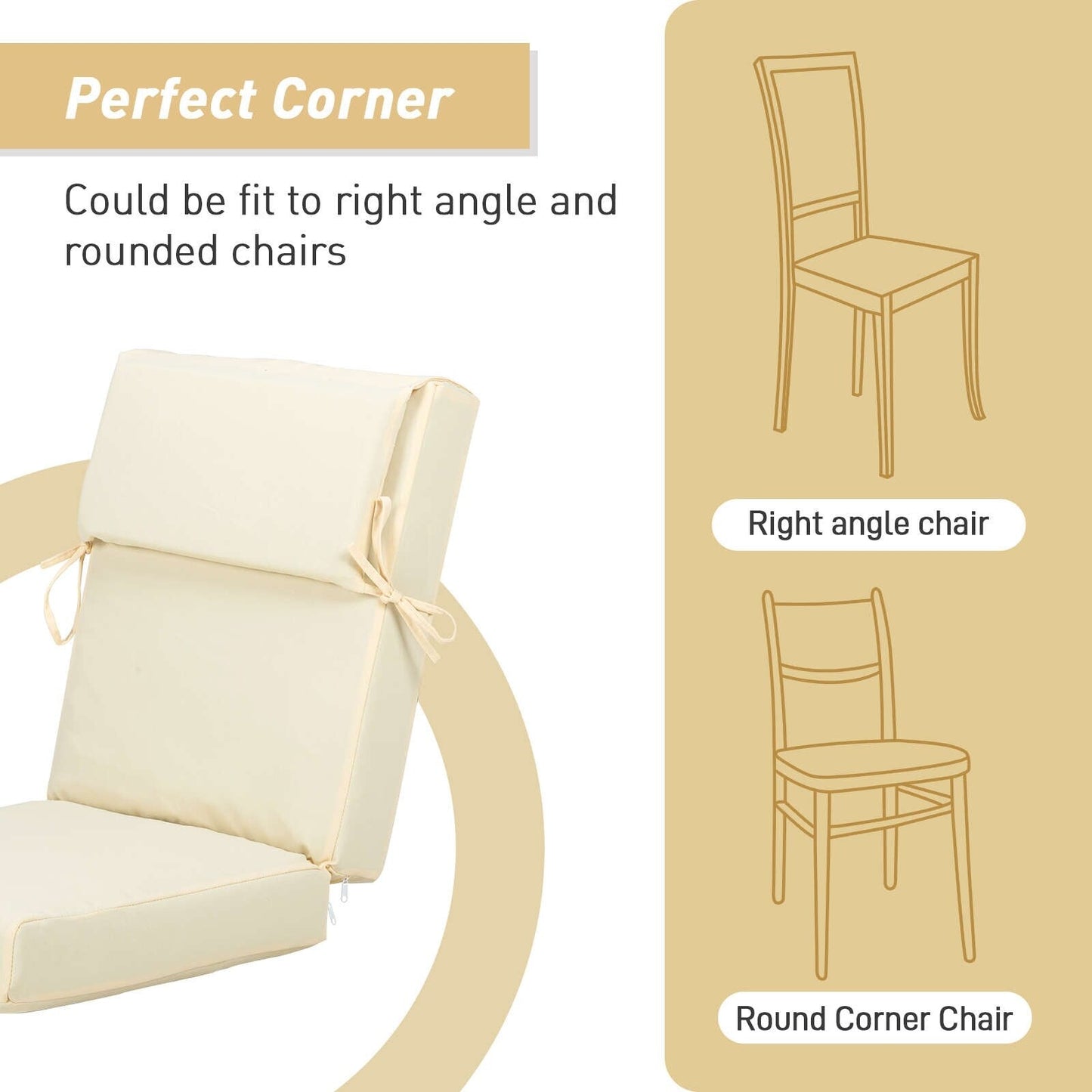 Lot de 4 coussins de chaise à dossier haut Aoodor Patio, 46 x 21 x 4 pouces (coussins uniquement)