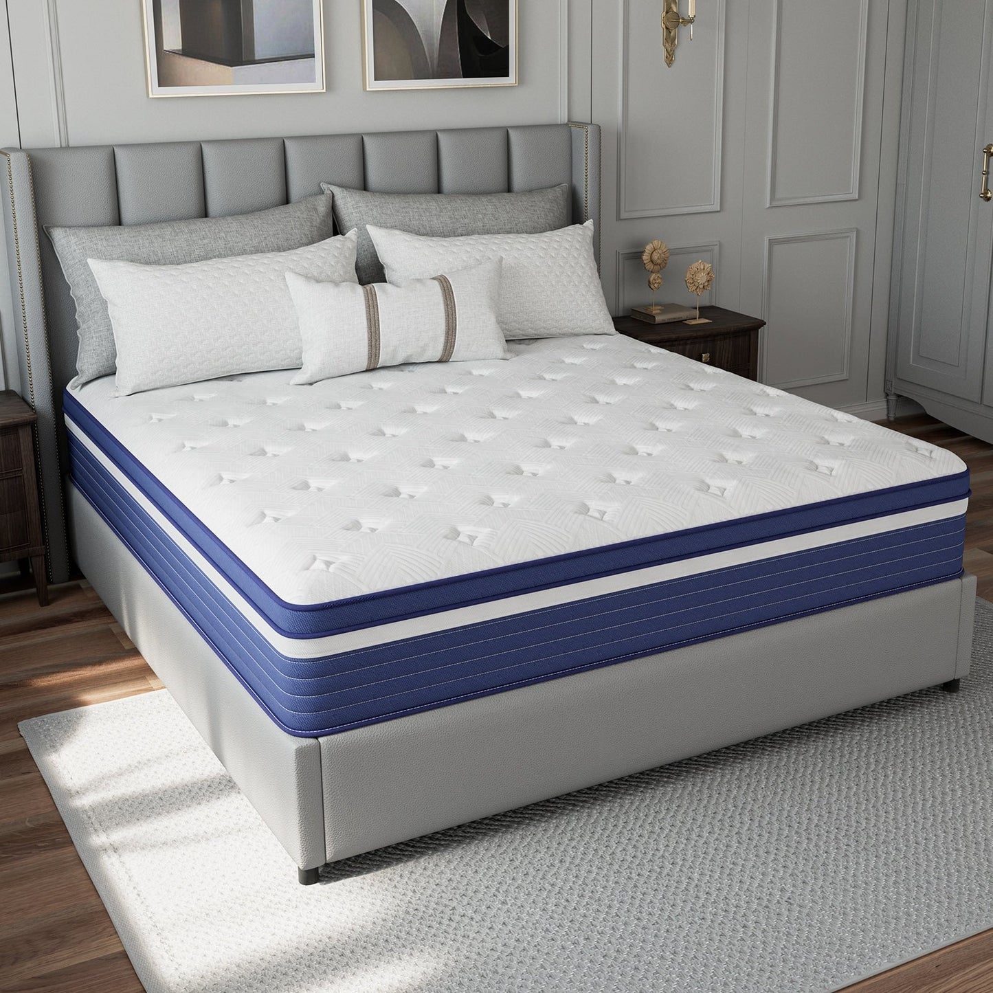 Matelas hybride à ressorts SweDrea 10 po, ferme et rafraîchissant, certifié CertiPUR-US, SGS et OEKO-TEX.