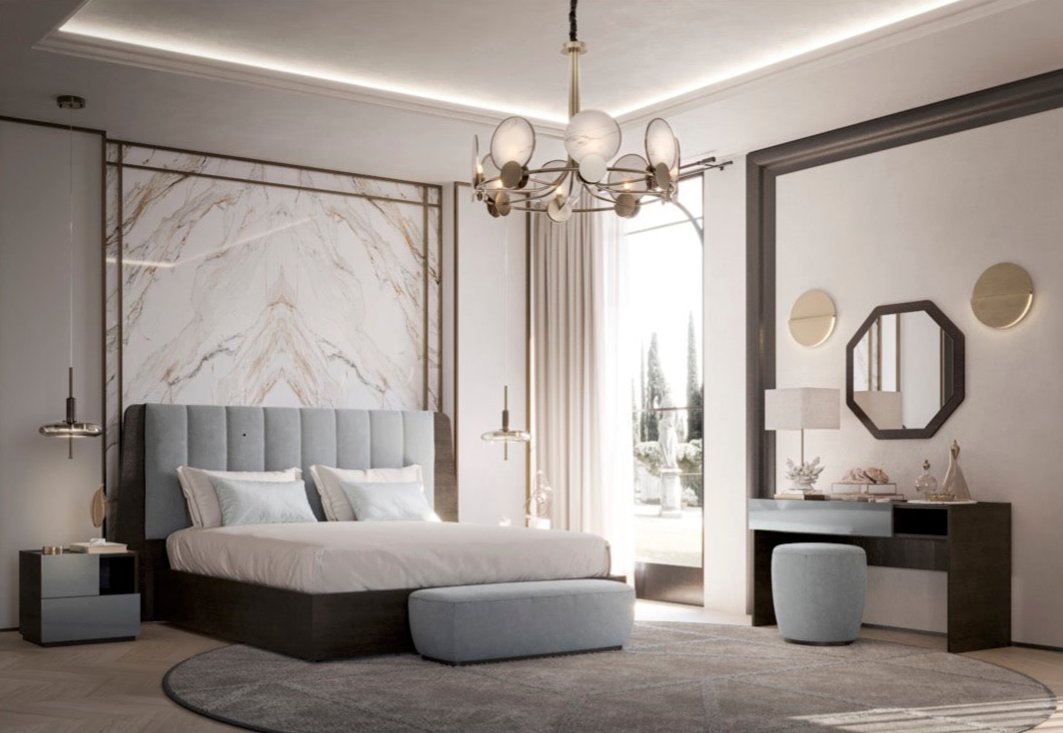Ensemble de chambre Porticello avec tête de lit rembourrée