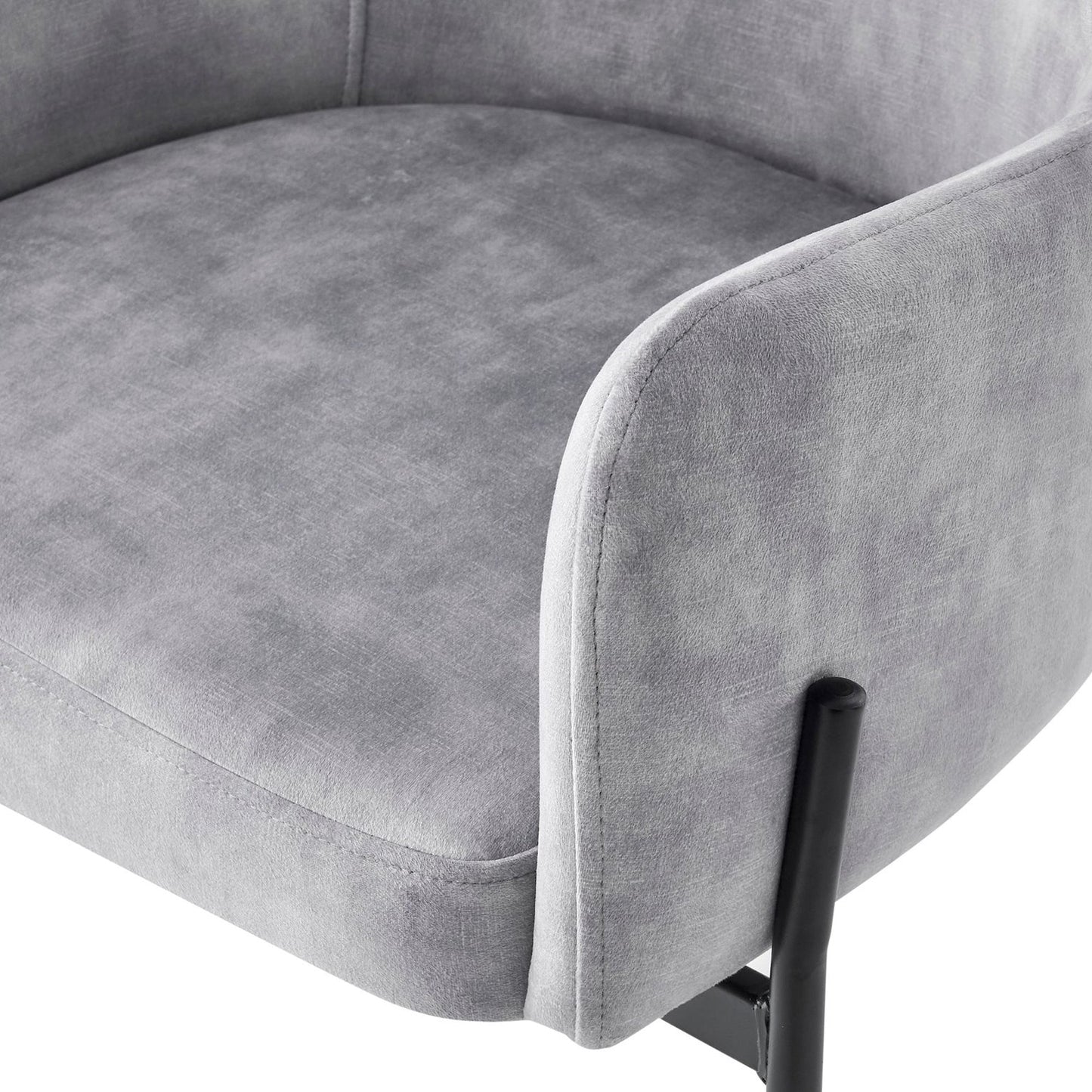 Chaise de salle à manger Liang en velours gris avec cadre noir