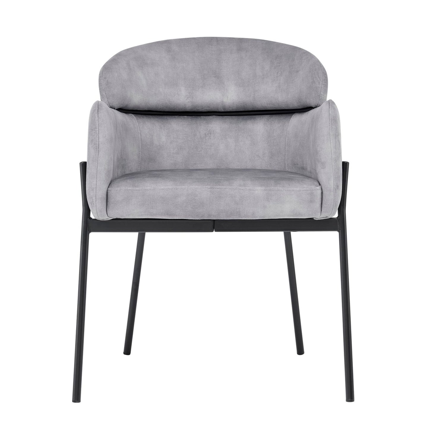Chaise de salle à manger Liang en velours gris avec cadre noir