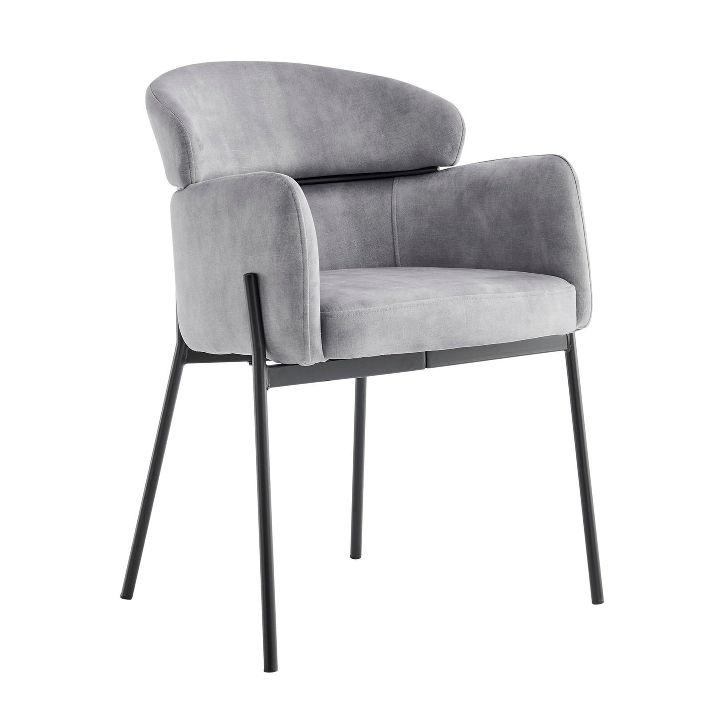 Chaise de salle à manger Liang en velours gris avec cadre noir