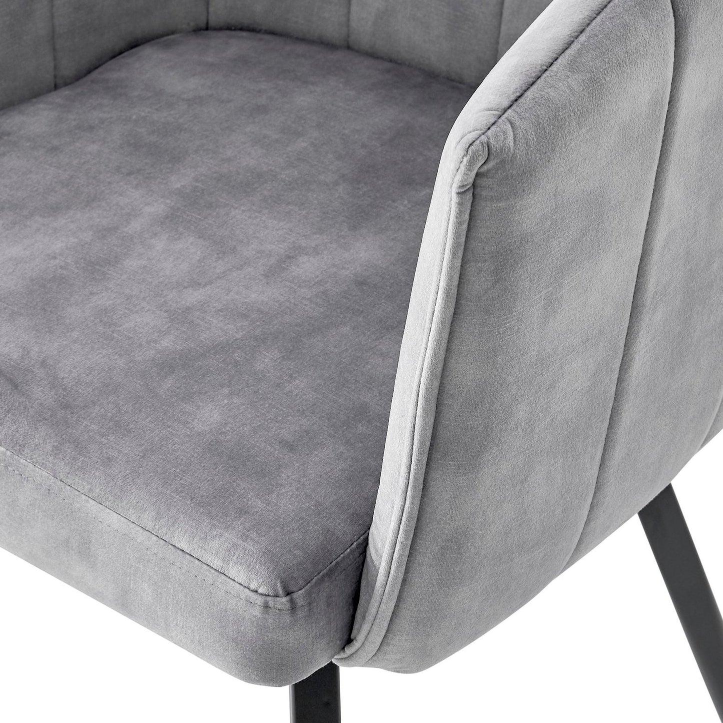 Chaise de salle à manger Arlo en velours gris avec pieds pivotants noirs