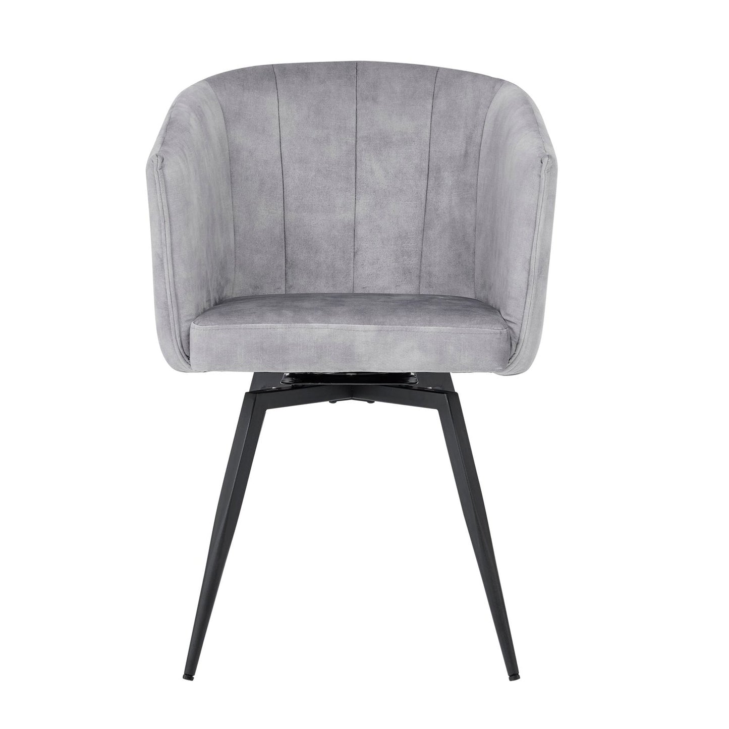 Chaise de salle à manger Arlo en velours gris avec pieds pivotants noirs