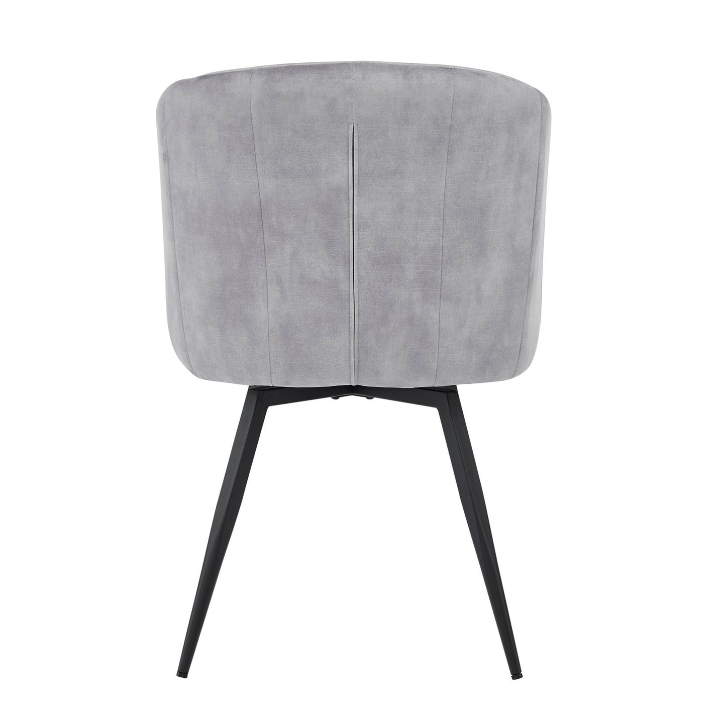 Chaise de salle à manger Arlo en velours gris avec pieds pivotants noirs