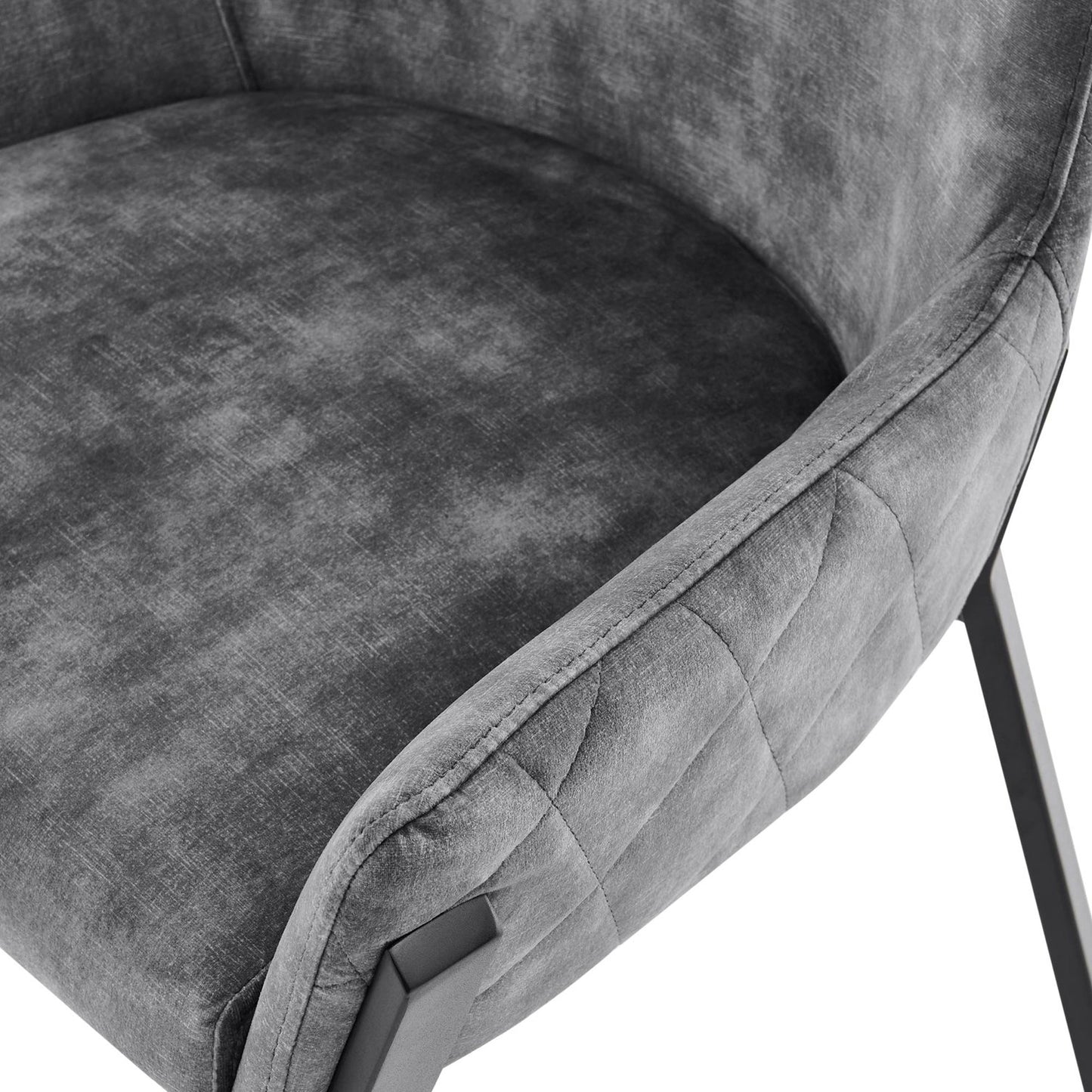 Chaise de salle à manger Nova en velours gris avec cadre noir