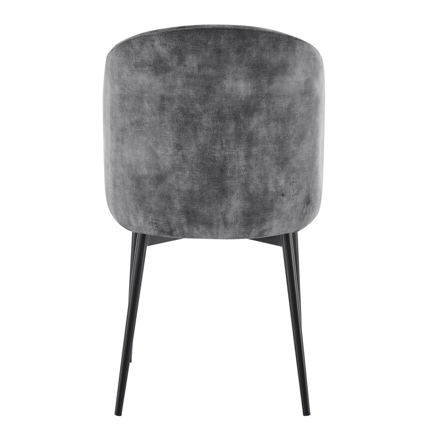 Chaise de salle à manger incurvée en velours gris Capri avec pieds noirs
