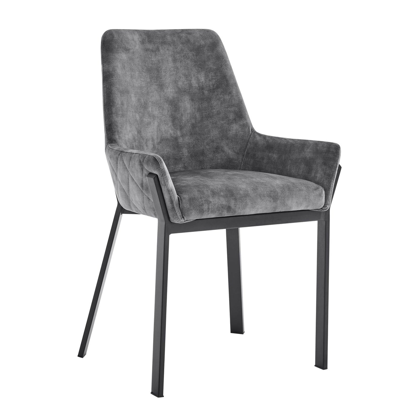 Chaise de salle à manger Nova en velours gris avec cadre noir
