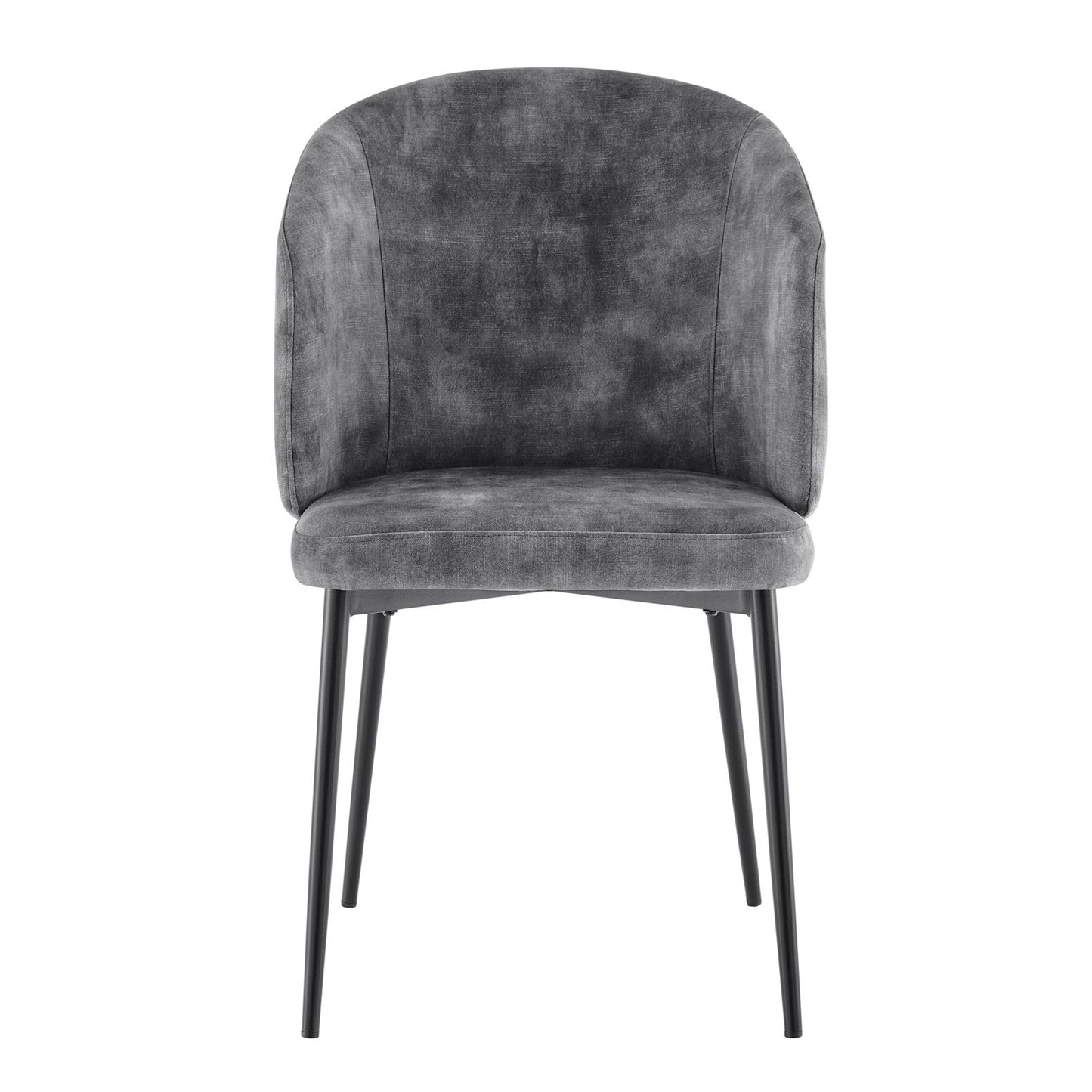 Chaise de salle à manger incurvée en velours gris Capri avec pieds noirs