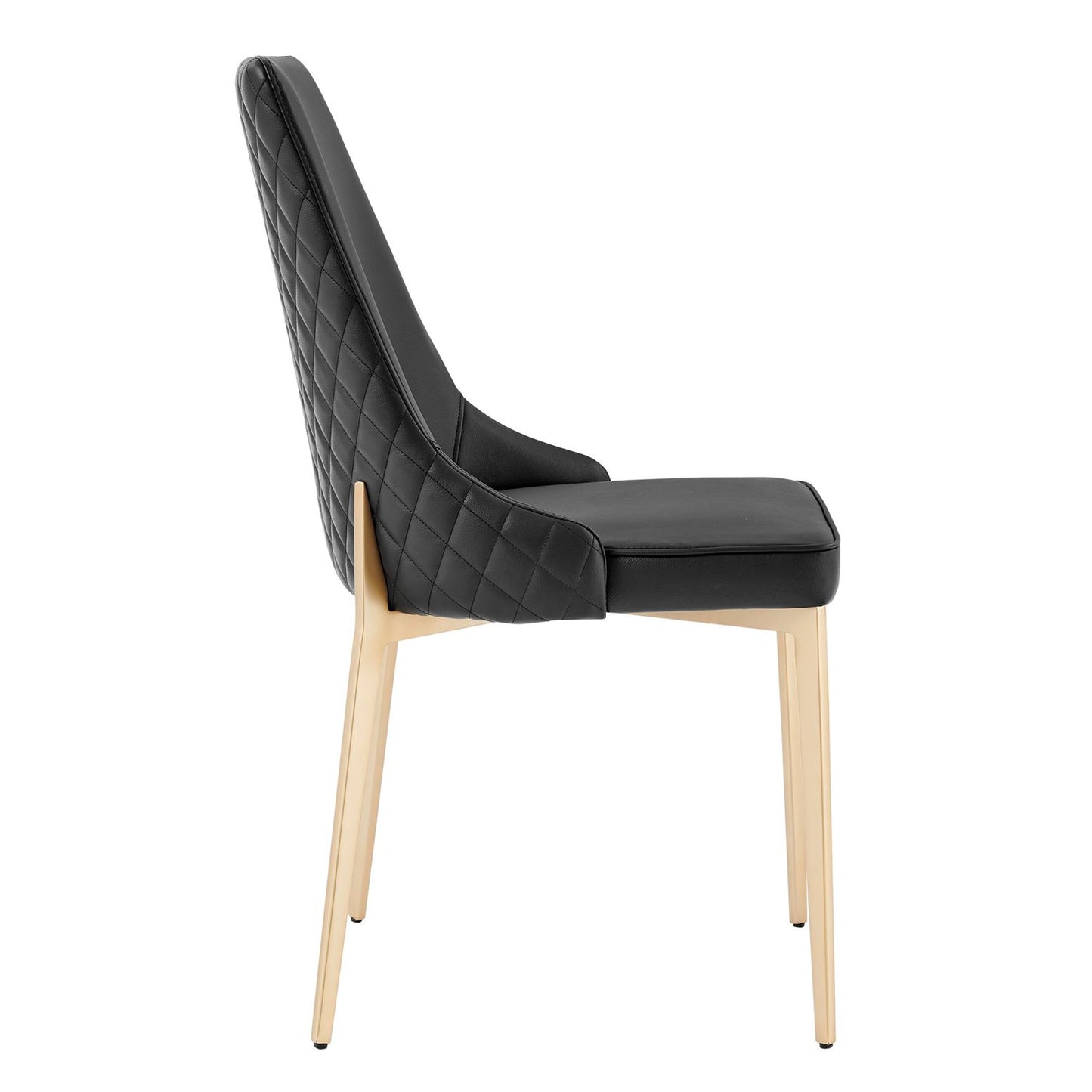Chaise de salle à manger noire Jade en similicuir avec pieds dorés