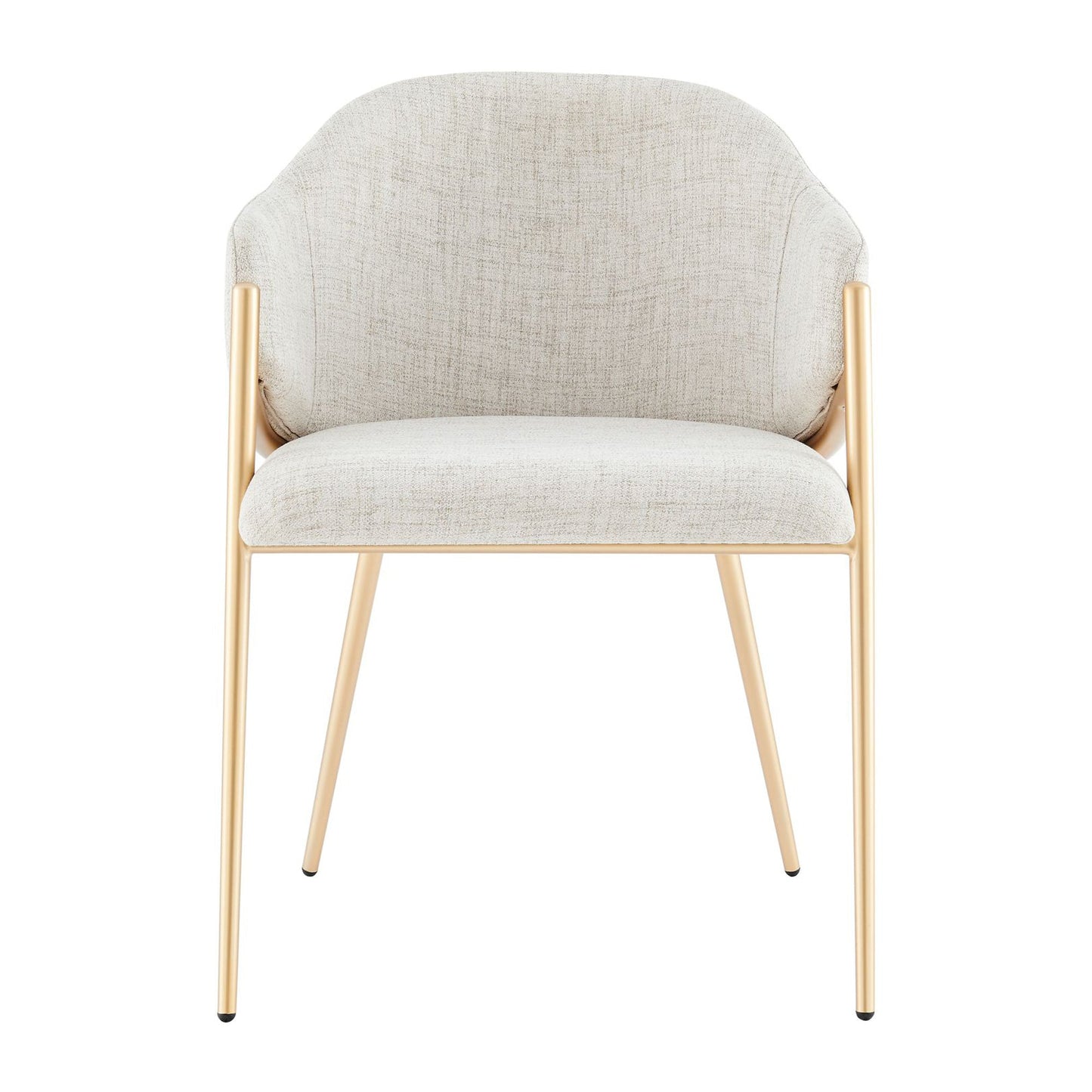 Chaise de salle à manger Alice en lin beige clair neutre avec cadre doré