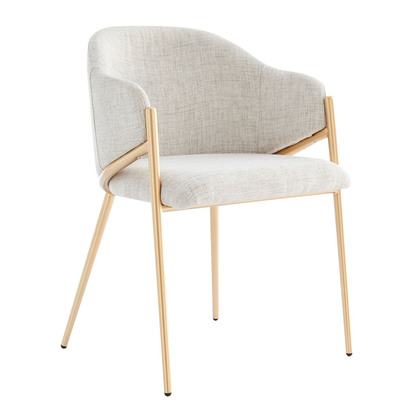 Chaise de salle à manger Alice en lin beige clair neutre avec cadre doré