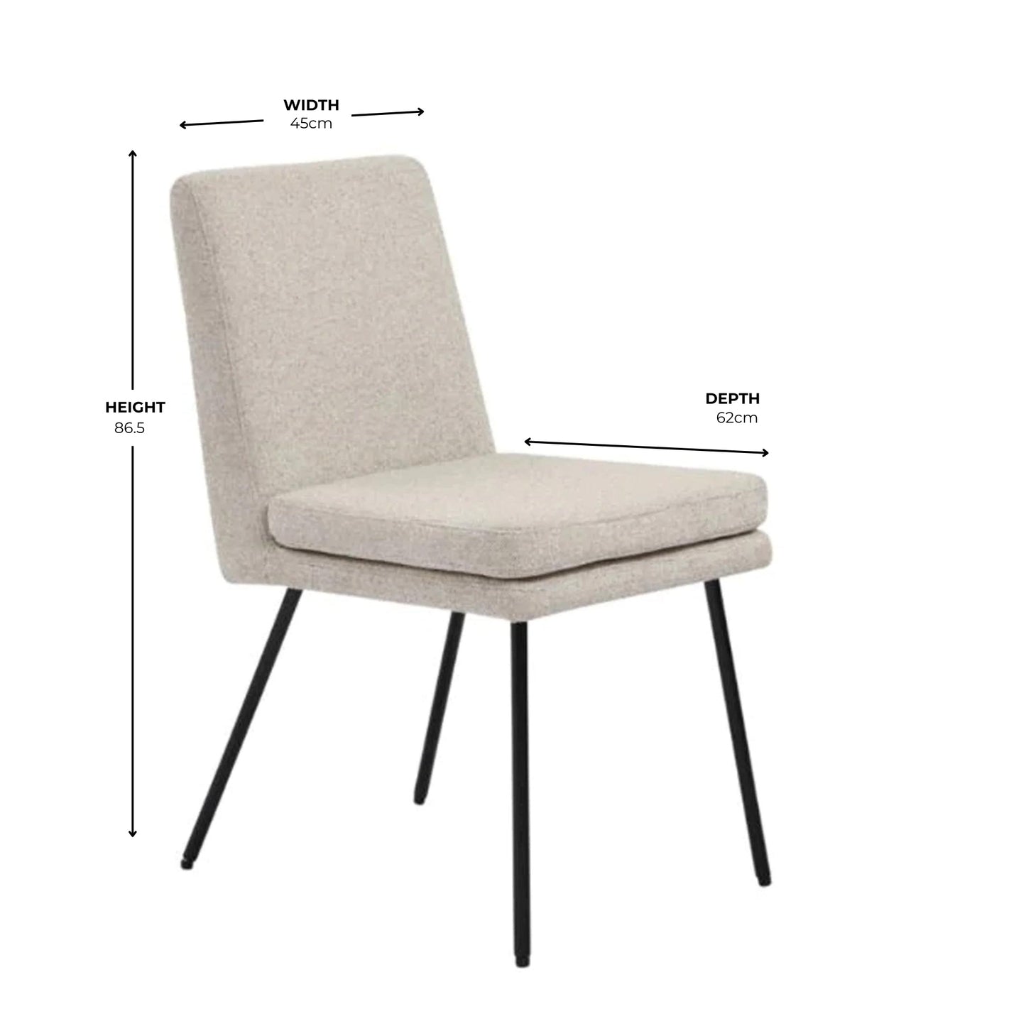 Chaise de salle à manger tissée beige avec pieds noirs