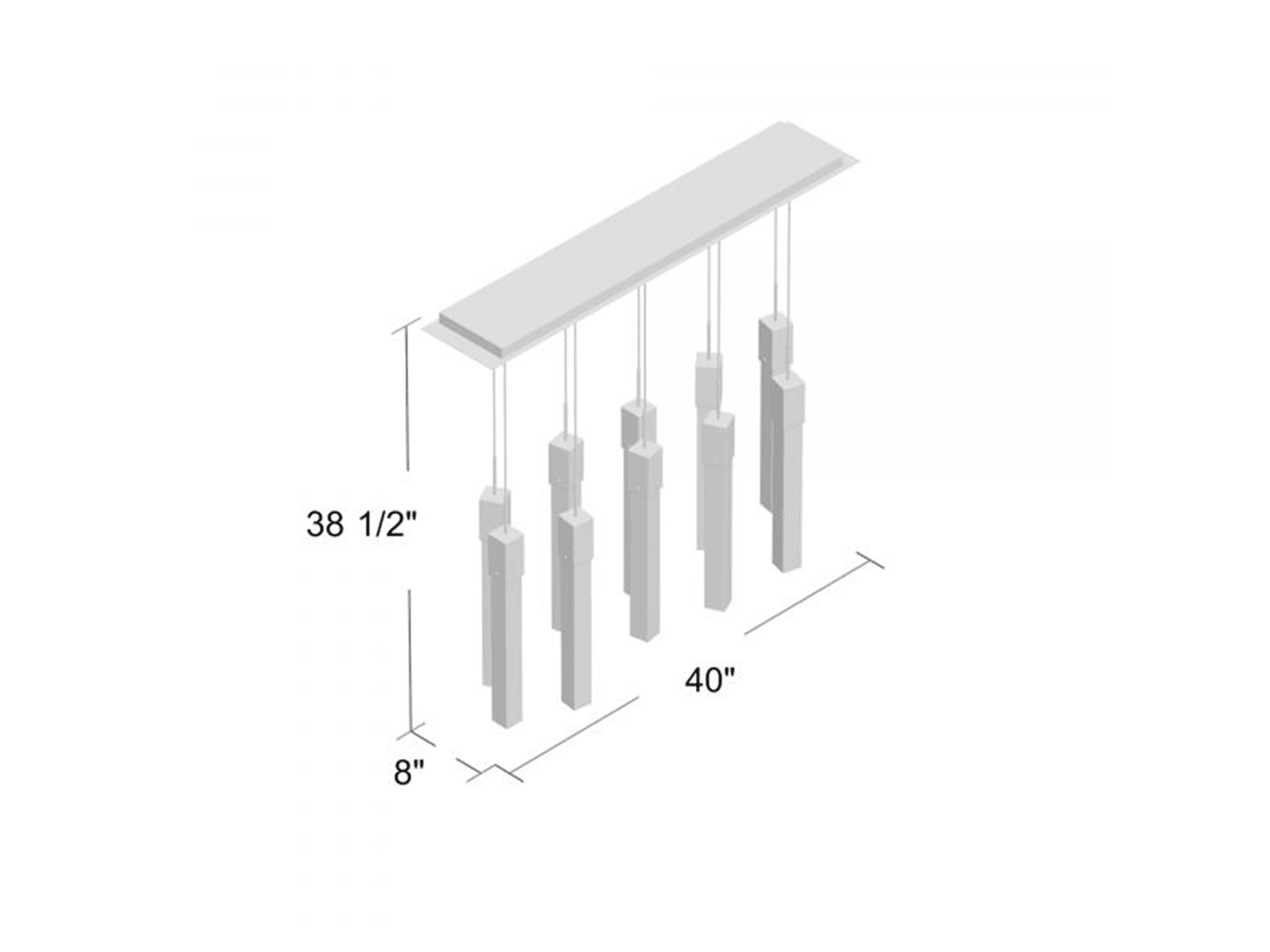 Lustre rectangulaire en cristal Kay - Suspension XL 15