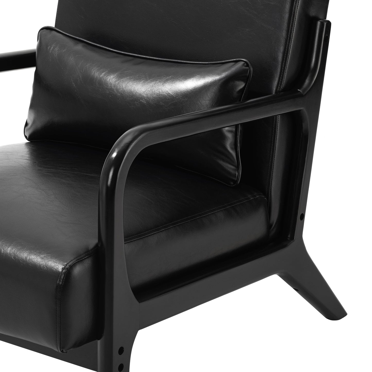 Fauteuil d'appoint moderne en cuir synthétique Glitzhome 30,75 po de hauteur, style milieu de siècle, avec coussin – 25,75 po de largeur x 33,75 po de profondeur x 30,75 po de hauteur