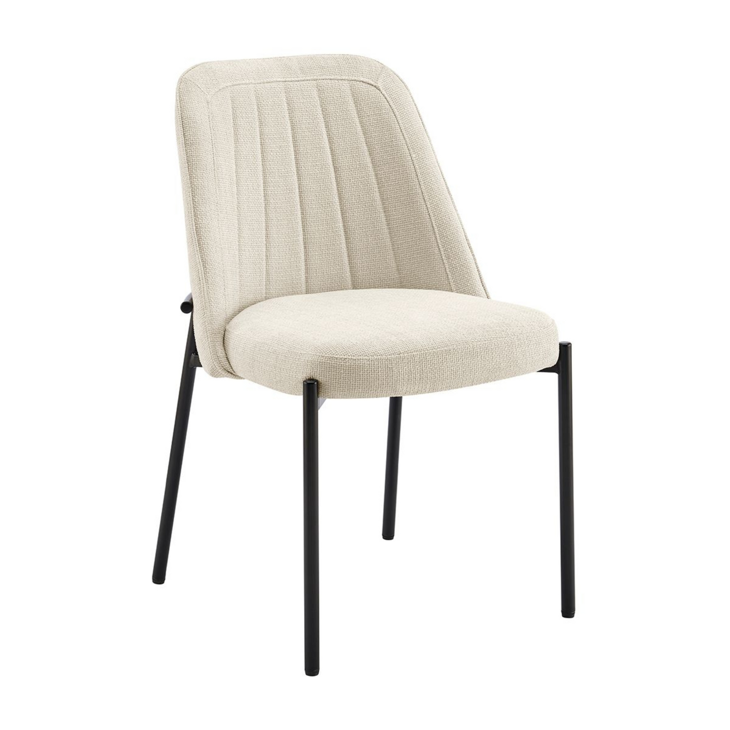 Chaise de salle à manger Adele en lin crème avec pieds noirs