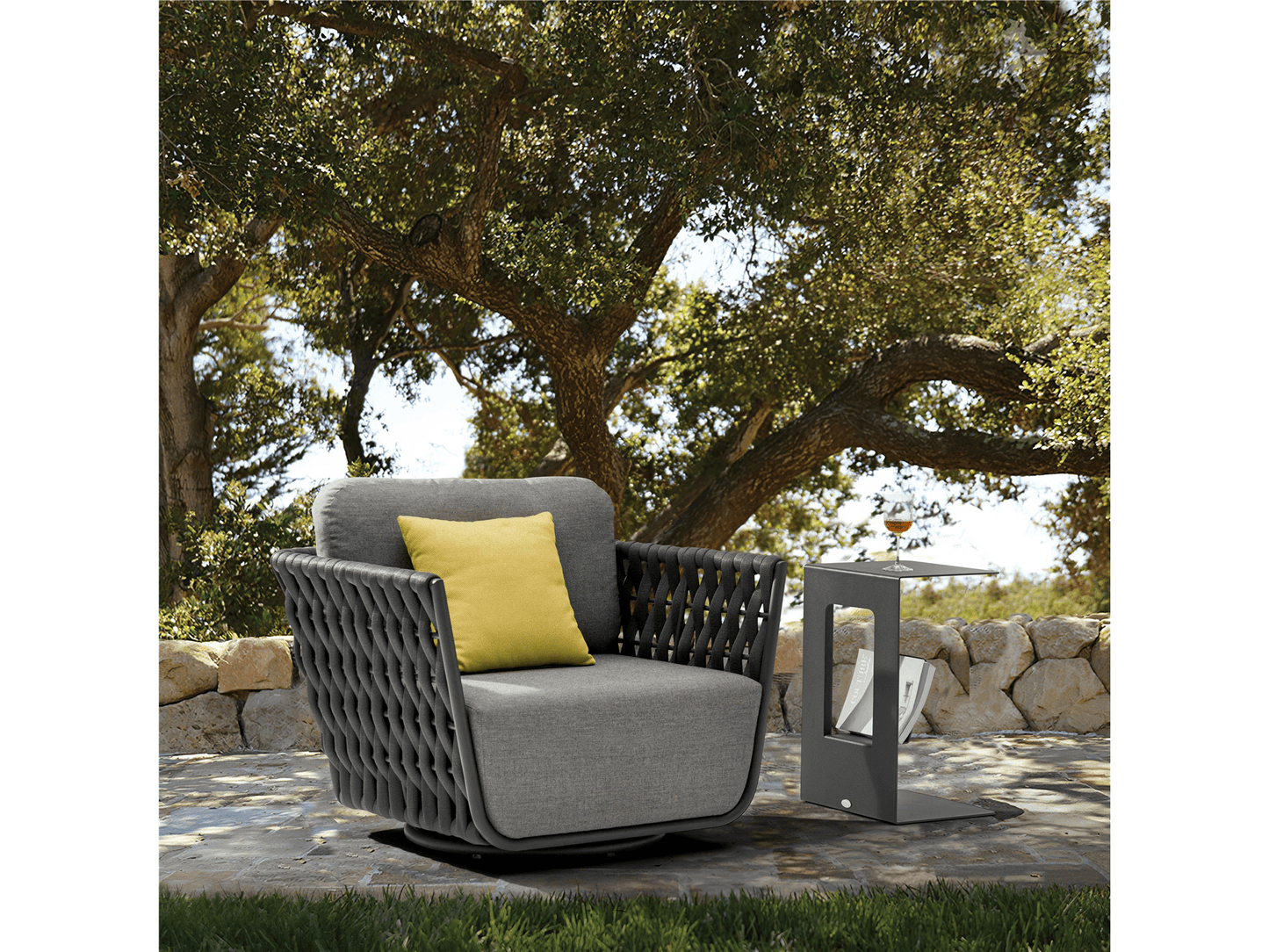 Chaise pivotante Ayla en gris foncé