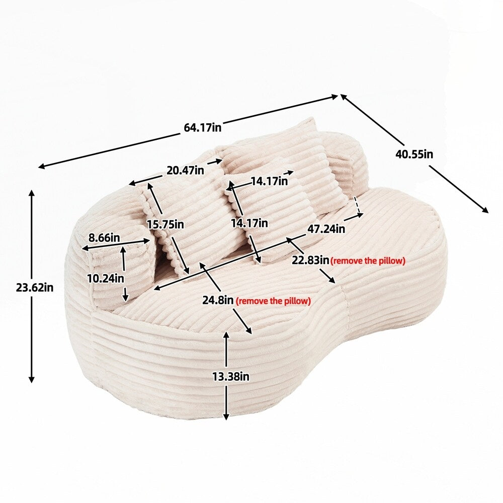 Canapé confortable et durable, fauteuil poire à dossier haut pour adultes et enfants - 2 places