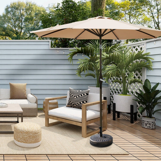 Parasol de patio Lopes de 9 pieds avec base en finition bronze et support de poids inclus
