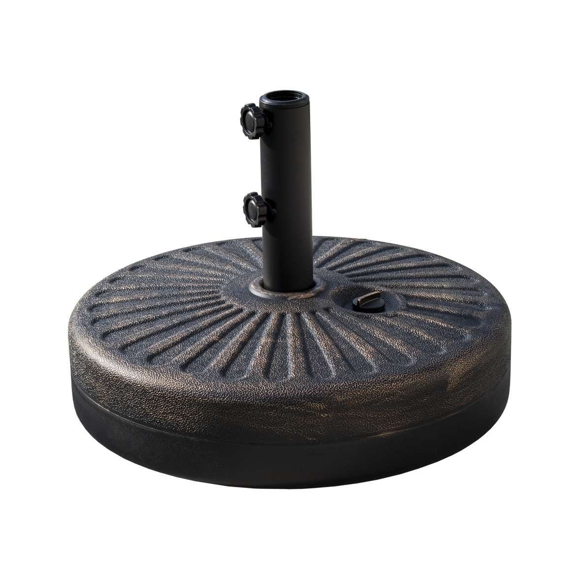 Parasol de patio Lopes de 9 pieds avec base en finition bronze et support de poids inclus