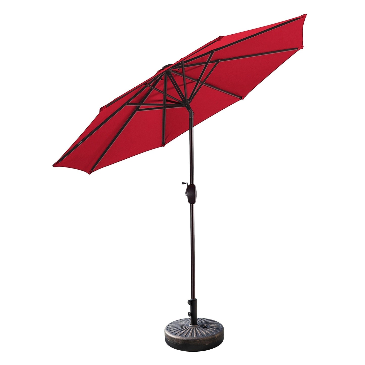 Parasol de patio Lopes de 9 pieds avec base en finition bronze et support de poids inclus